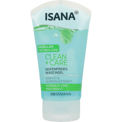 Isana, Clean + Care, Seifenfreies Waschgel (Żel bez mydła do mycia twarzy)