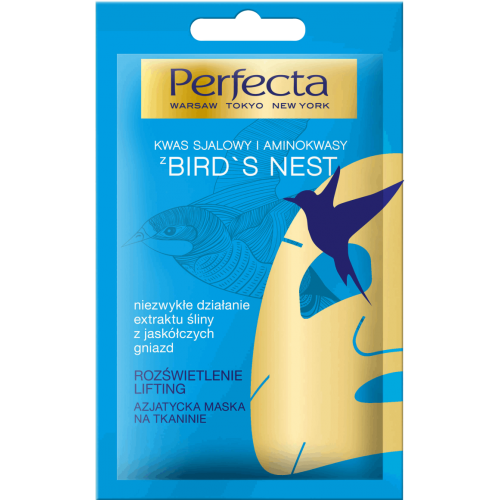 Perfecta, Kwas sjalowy i aminokwasy z Bird`s Nest, Azjatycka maska na tkaninie `Rozświetlenie i lifting`