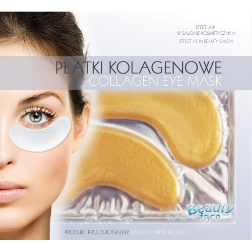 Beauty Face, Collagen Eye Mask (Przeciwzmarszczkowe, szokowe kolagenowe płatki pod oczy ze złotem i kwasem hialuronowym)