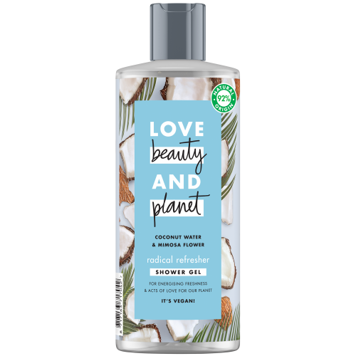 Love Beauty and Planet, Radical Refresher, Coconut Water & Mimosa Flower Shower Gel (Pobudzający żel pod prysznic z wodą kokosową i kwiatem mimozy)