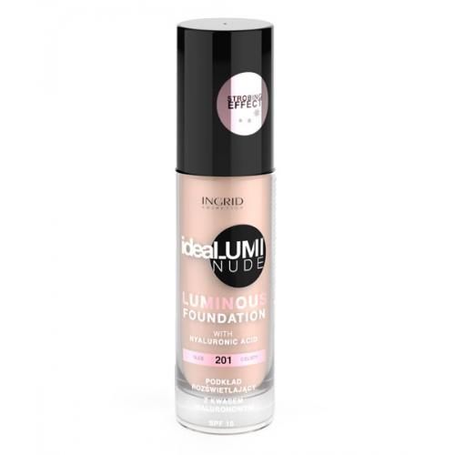 Ingrid Cosmetics, IdeaLUMI Nude, Podkład rozświetlający do twarzy z kwasem hialuronowym  SPF 15