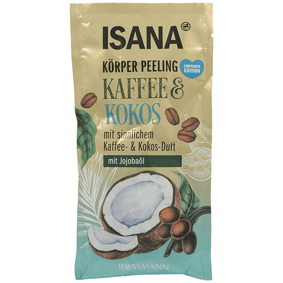 Isana, Kaffee &amp; Kokos Körperpeeling (Peeling z kawą, kokosem i olejem ...