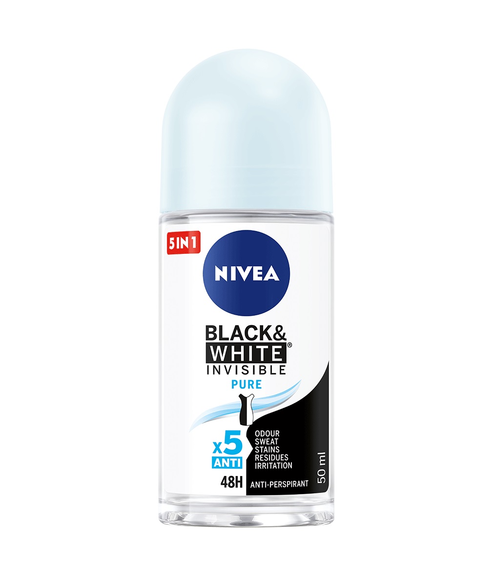 Nivea, Black & White Invisible Pure, Antiperspirant Roll-on 5 In 1 ...