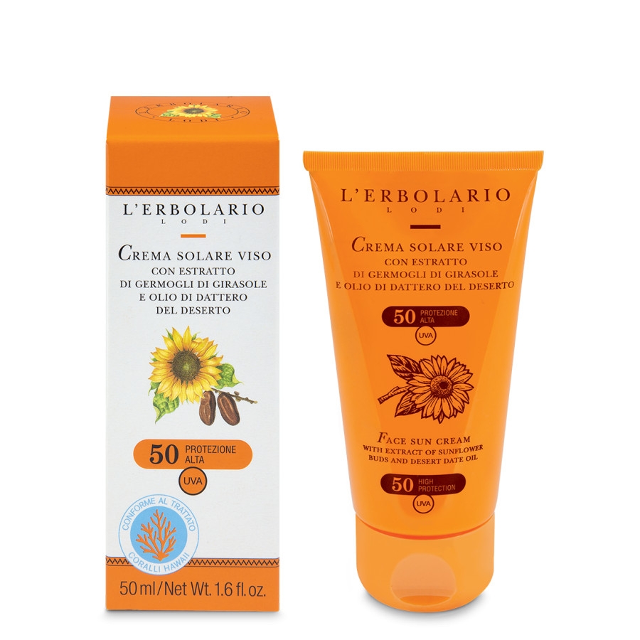 L Erbolario Solare Crema Solare Viso Con Estratto Di Germogli Di Girasole E Olio Di Dattero