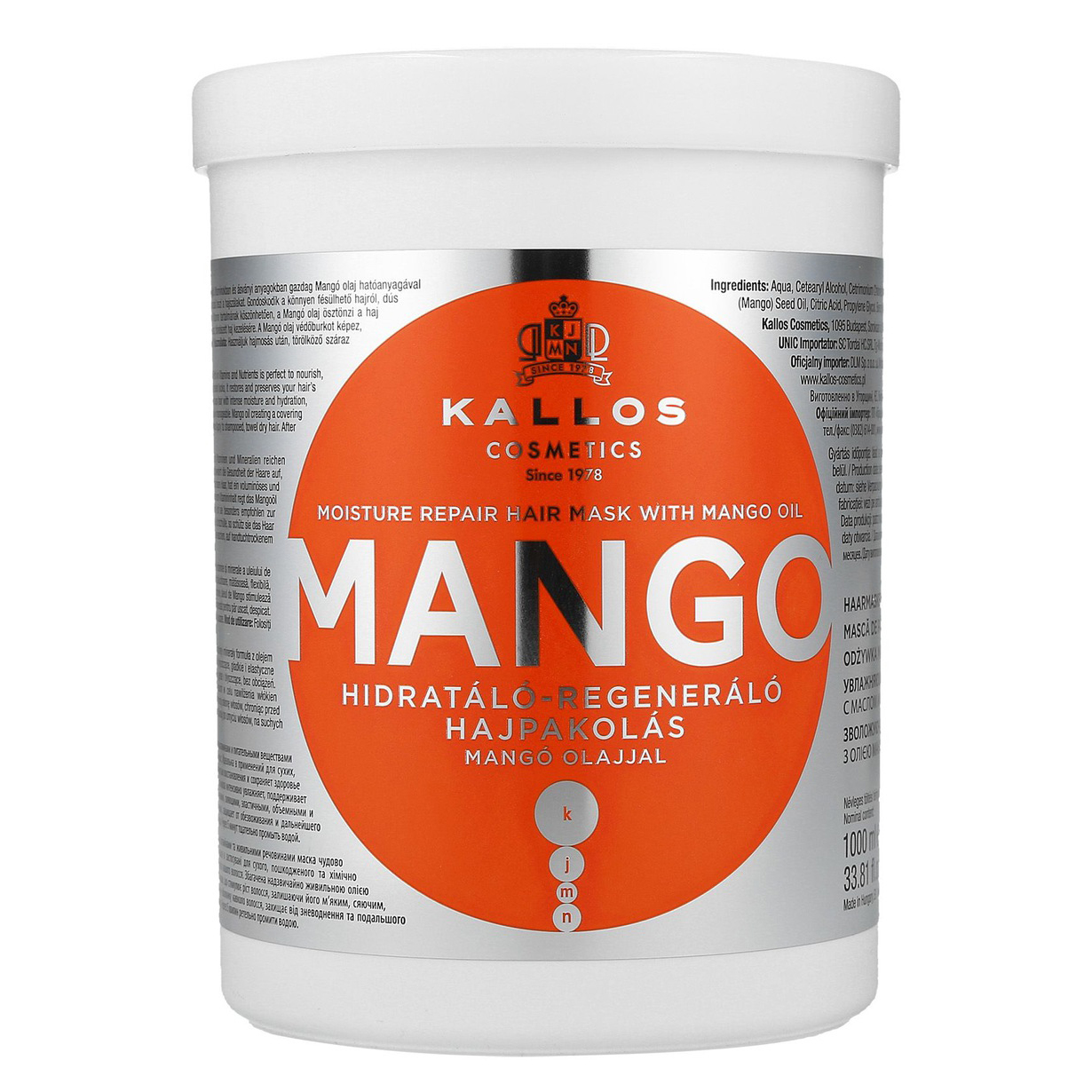 Kallos, KJMN, Mango, Hair Mask (Maska do włosów z olejem - cena, opinie, recenzja | KWC