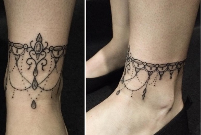 Tatuaze Dla Dziewczyn Na Nodze Tatua Damski Bransoletka Na Nodze