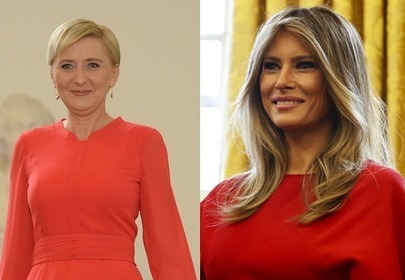 Agata Duda i Melania Trump w czerwonych sukienkach Agata Duda i Melania Trump w czerwonych sukienkach