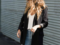 czarna luźna marynarka oversize stylizacja czarna luźna marynarka oversize stylizacja